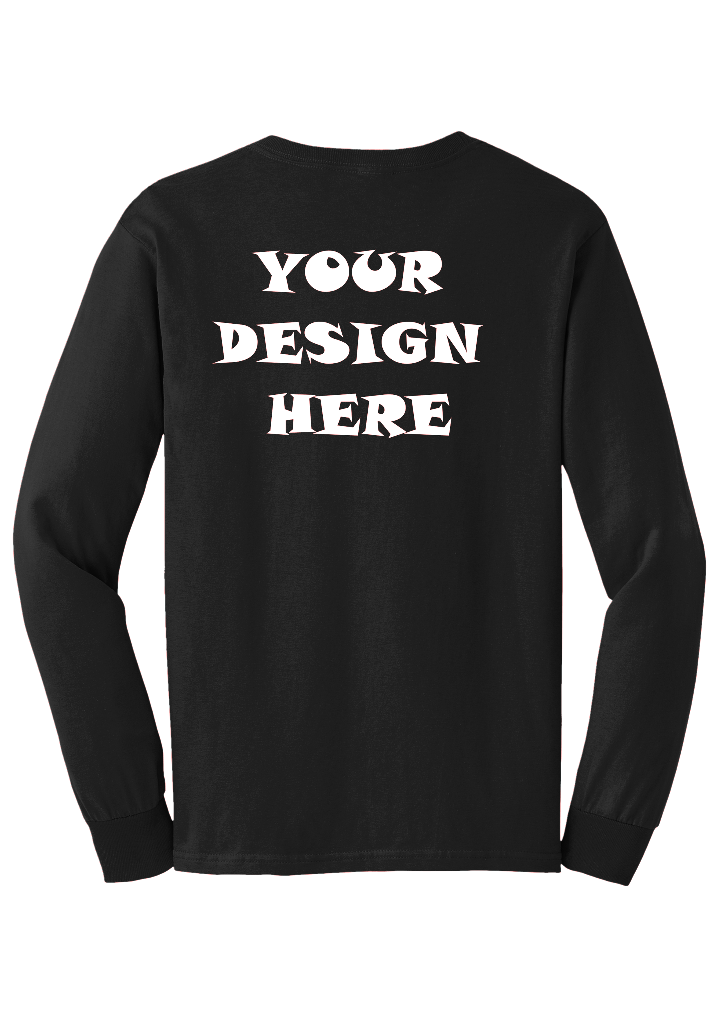 Black Gildan Heavy Cotton long sleeve, back print